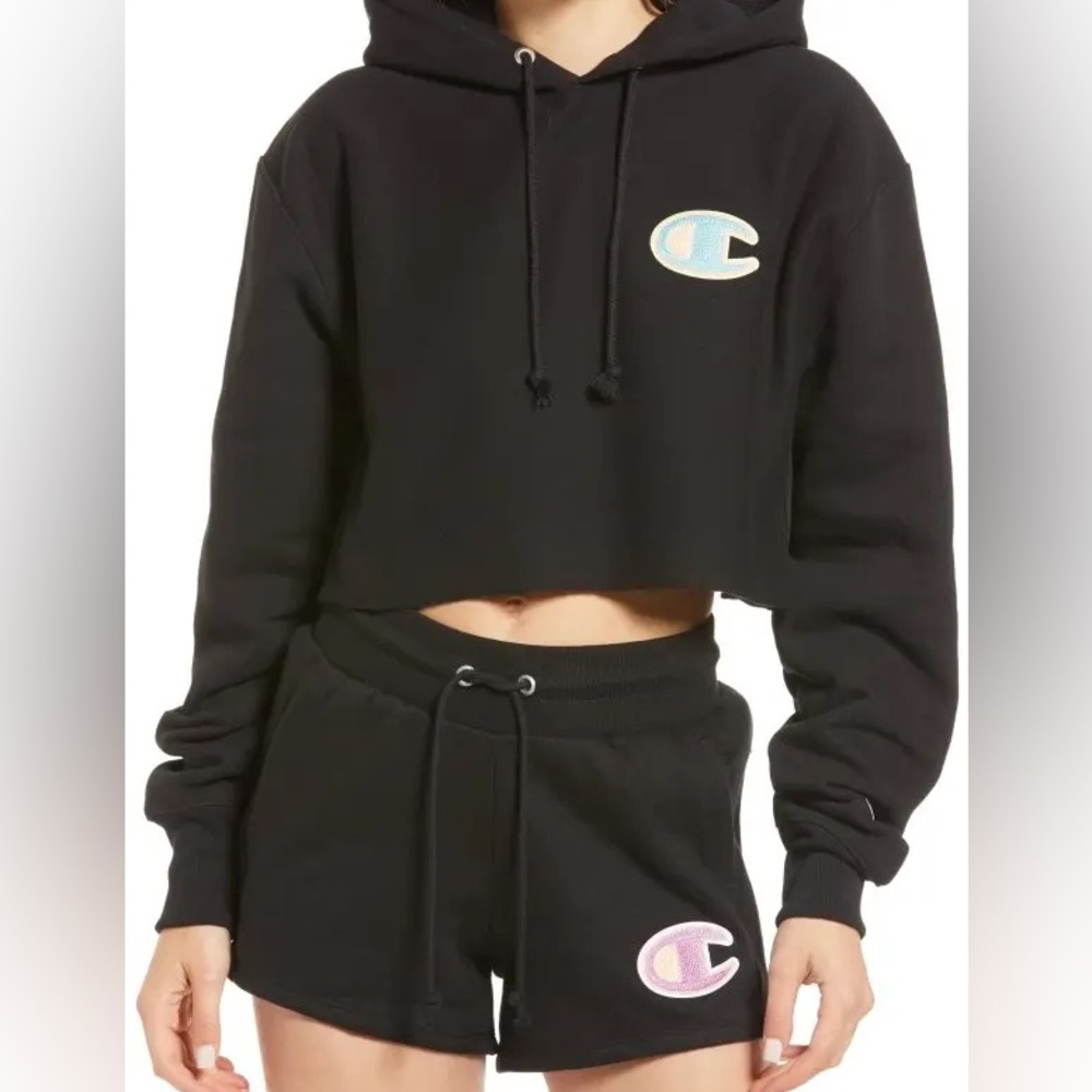 Champion Women's Black Athletic Sweater and Shorts Set